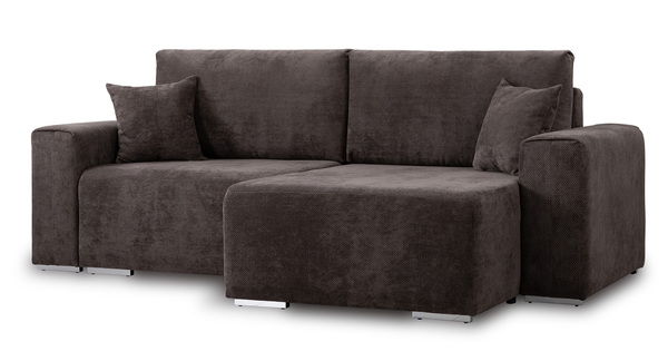Диван-кровать угловой Оксфорд 711 композиция 1, шенилл Muza 06 темно-коричневый, модульная система, сборка на любую сторону