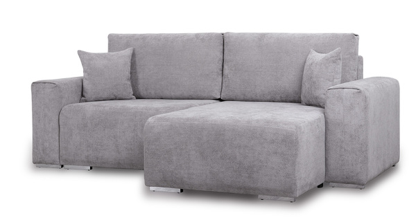 Диван-кровать угловой Оксфорд 712 композиция 1, шенилл MUZA 07 светло-серый, модульная система, сборка на любую сторону