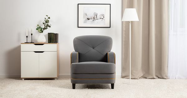 Кресло для отдыха Черри ТК 287 велюр Irida 21 серый, Эвита умбер горчичный