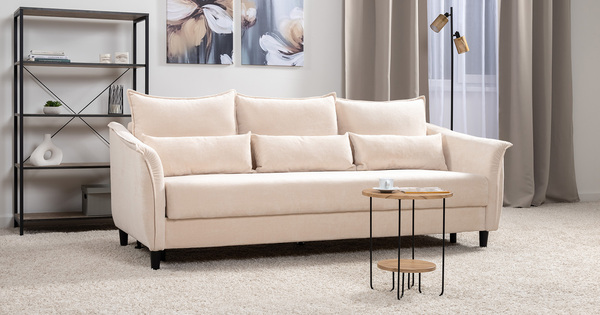 Диван-кровать прямой Берта ТД 771 велюр Mirage semolina молочный