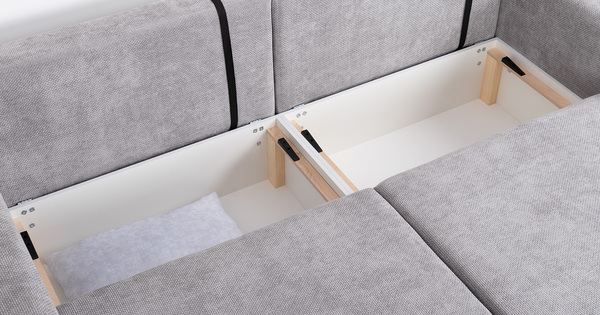 Диван-кровать угловой Оксфорд 712 композиция 2, MUZA 07 светло-серый, модульная система, сборка на любую сторону