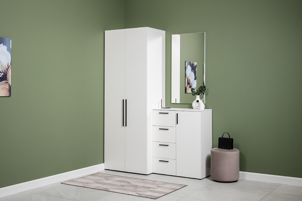 Зеркало навесное Эйр 17.13 белый РЕ шагрень, вертикальное и горизонтальное навешивание