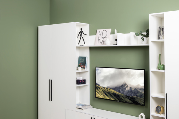 Гостиная Эйр композиция 1 белый PE шагрень, собирается на любую сторону