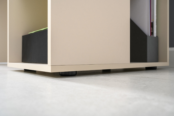 Стол письменный Лайт 12.163 сатин 7045 SU, гикори рокфорд натуральный KO86 PW, сборка на любую сторону, два варианта сборки тумбы