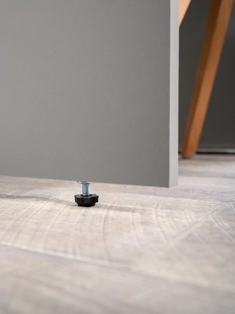 Стол письменный Лайт 12.163 серый шифер, дуб белый exclusive OW D4430, сборка на любую сторону, два варианта сборки тумбы