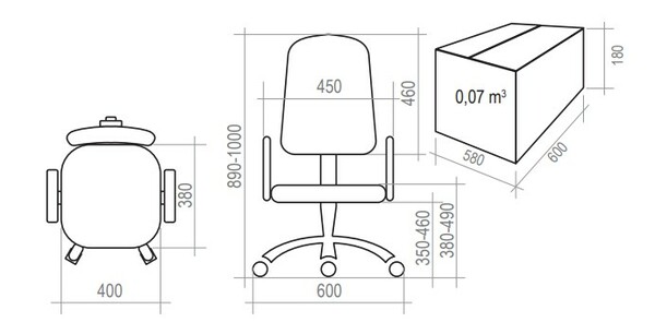Кресло без подлокотников Логика обивка кожзам коричневый, крестовина пластик, без качания