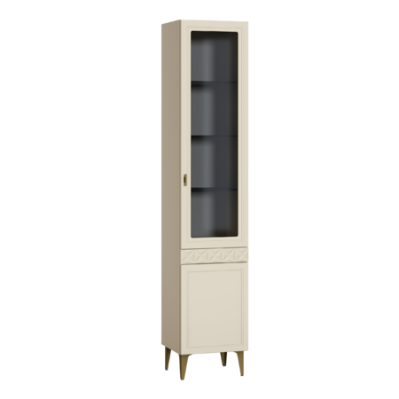 Гостиная Марион композиция 1 слоновая кость С341 PE, слоновая кость 6898 ПВХ, белый PE шагрень (собирается на любую сторону)