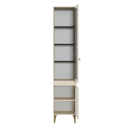 Гостиная Марион композиция 1 слоновая кость С341 PE, слоновая кость 6898 ПВХ, белый PE шагрень (собирается на любую сторону)