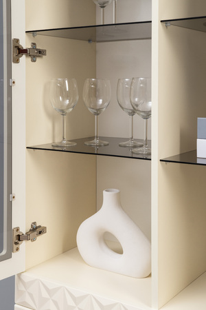 Гостиная Марион композиция 3 слоновая кость С341 PE, слоновая кость 6898 ПВХ, белый PE шагрень (собирается на любую сторону)