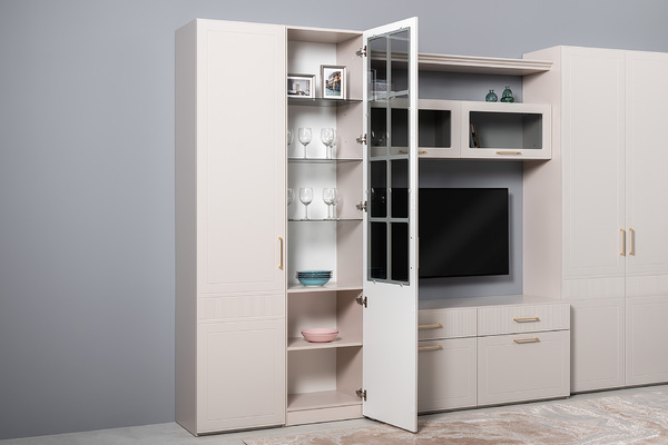 Шкаф-витрина Ричфорд 16.396 кашемир 5981 BS, моно керамика D166-2 ПВХ (собирается на любую сторону)