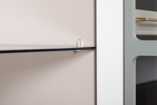 Гостиная Ричфорд композиция 1 с карнизами, кашемир 5981 BS, моно керамика D166-2 ПВХ, белый PE шагрень (собирается на любую сторону)