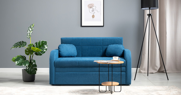 Диван-кровать прямой Тео (120) ТД 908 велюр Danco 784 синий